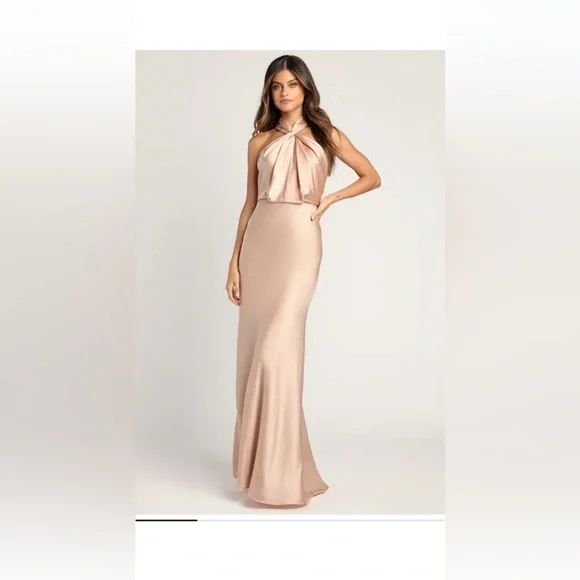 NWT ASOS Design Satin Halter Maxi Formal Gown Dress. Size 6. Medium. - Picture 15 of 16